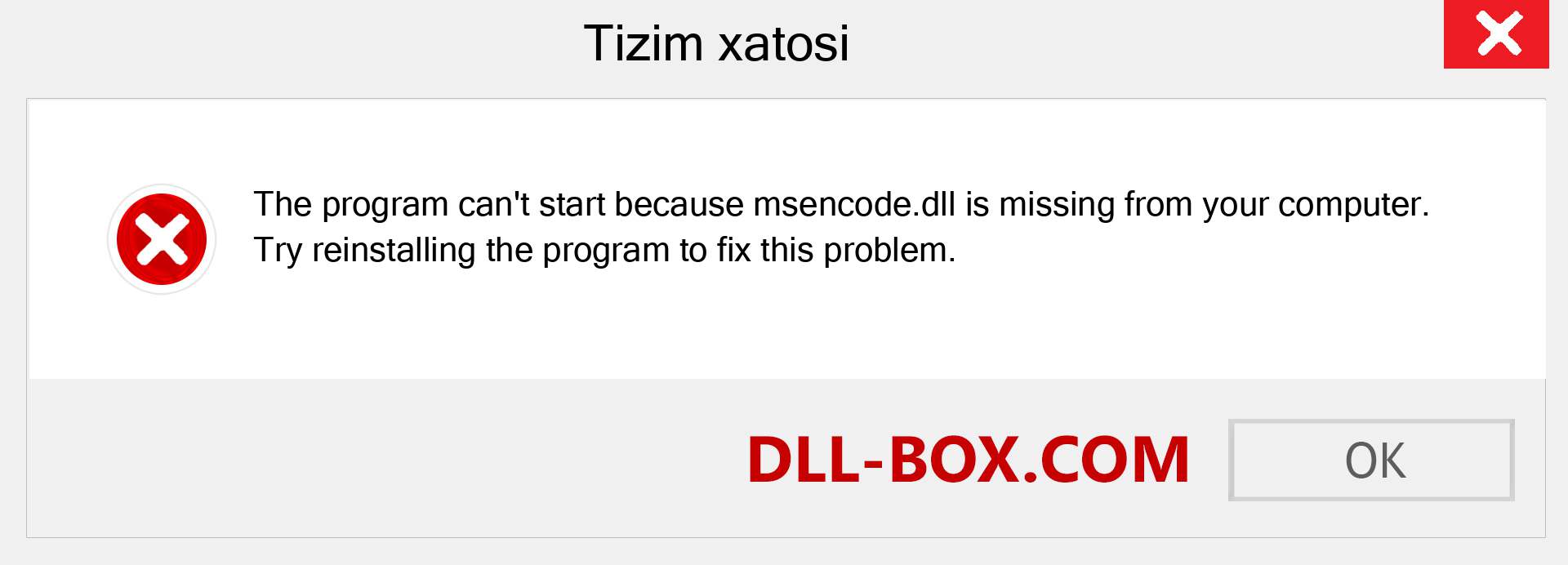 msencode.dll fayli yo'qolganmi?. Windows 7, 8, 10 uchun yuklab olish - Windowsda msencode dll etishmayotgan xatoni tuzating, rasmlar, rasmlar